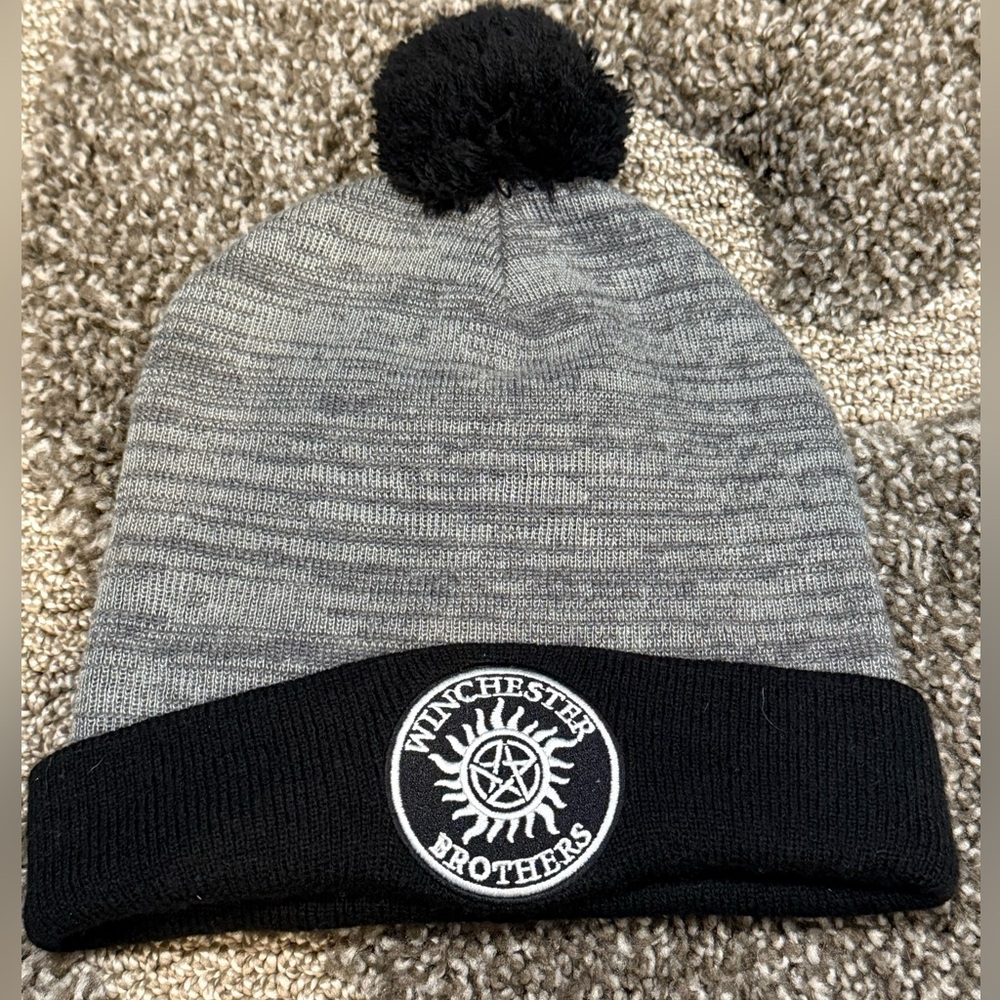 Hot Topic Supernatural Anti Possession Winchester Brothers Pom Beanie OS
